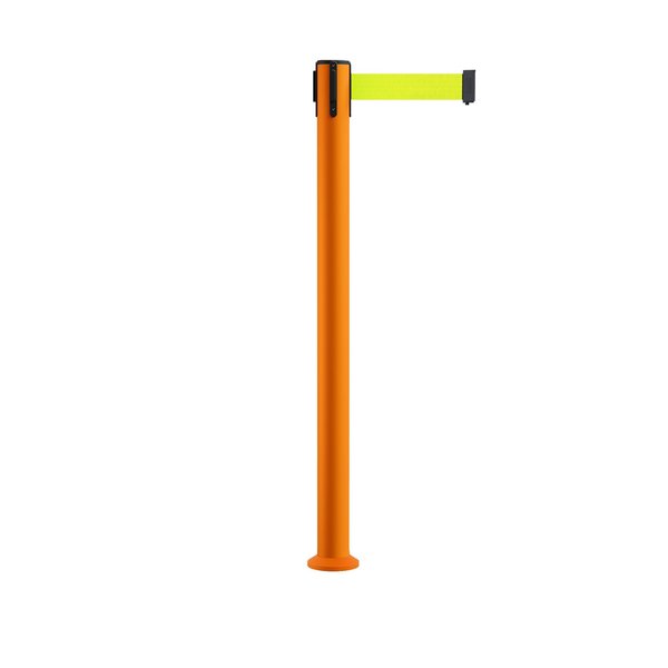 Montour Line Stanchion Belt Barrier Fixed Base Orange Post 11ft.Fl. Yellow Belt MSX630F-OR-FYW-110